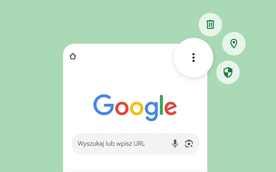 Zrzut ekranu strony w wyszukiwarce Google z widocznymi ikonami YouTube, Gmaila, Map Google i innych usług Google.